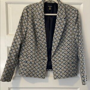 Nine West Black and White Geometric Blazer